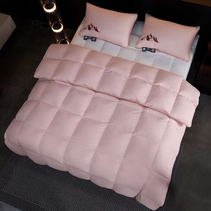 91家纺网 家纺一手货源 找家纺 岚司羽 2025新款小糯米白鹅绒羽绒被被子被芯 小糯米-粉色