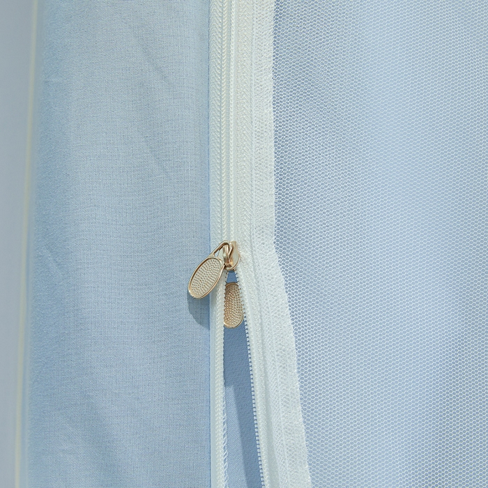 91家纺网 家纺一手货源 找家纺 安金蚊帐 2025新款防蚊遮光一体99%强遮光宿舍上下铺遮光学生蚊帐格子花边 小香条格-蓝