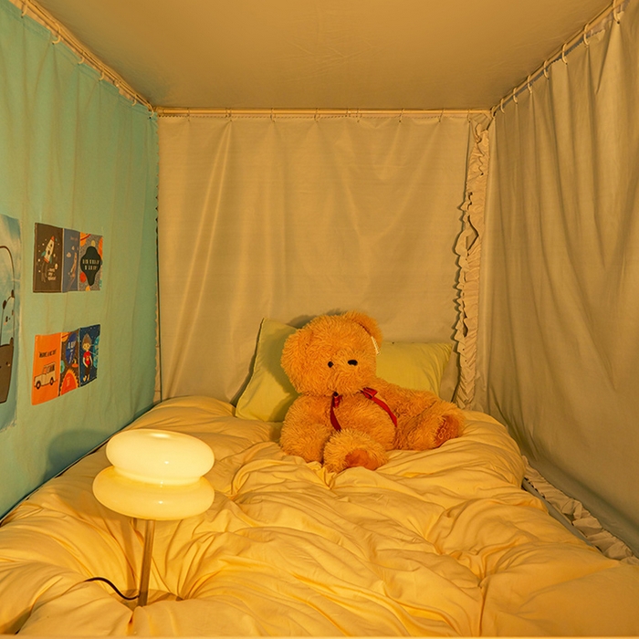 91家纺网 家纺一手货源 找家纺 安金蚊帐 2025新款防蚊遮光一体99%强遮光宿舍上下铺遮光学生蚊帐格子花边 小香条格-蓝