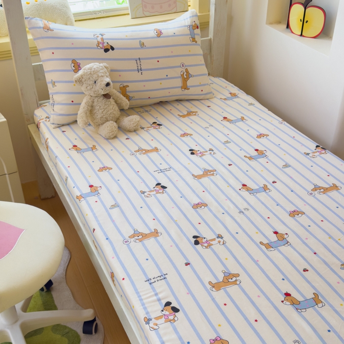 91家纺网 家纺一手货源 找家纺 金丝鸟家纺 2025新款全棉纯棉斜纹床笠单品床笠单件单床笠-学生床 糖纸童年