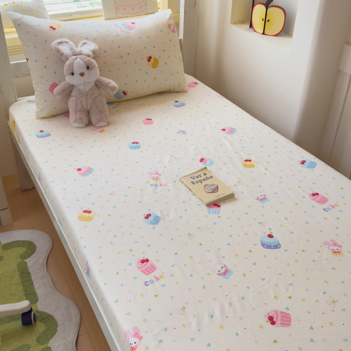 91家纺网 家纺一手货源 找家纺 金丝鸟家纺 2025新款全棉纯棉斜纹床笠单品床笠单件单床笠-学生床 茶杯蛋糕