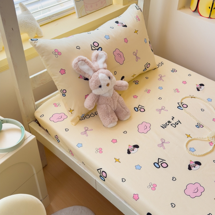 91家纺网 家纺一手货源 找家纺 金丝鸟家纺 2025新款全棉纯棉斜纹床笠单品床笠单件单床笠-学生床 甜汪云趣