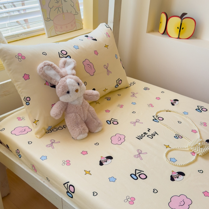 91家纺网 家纺一手货源 找家纺 金丝鸟家纺 2025新款全棉纯棉斜纹床笠单品床笠单件单床笠-学生床 甜汪云趣