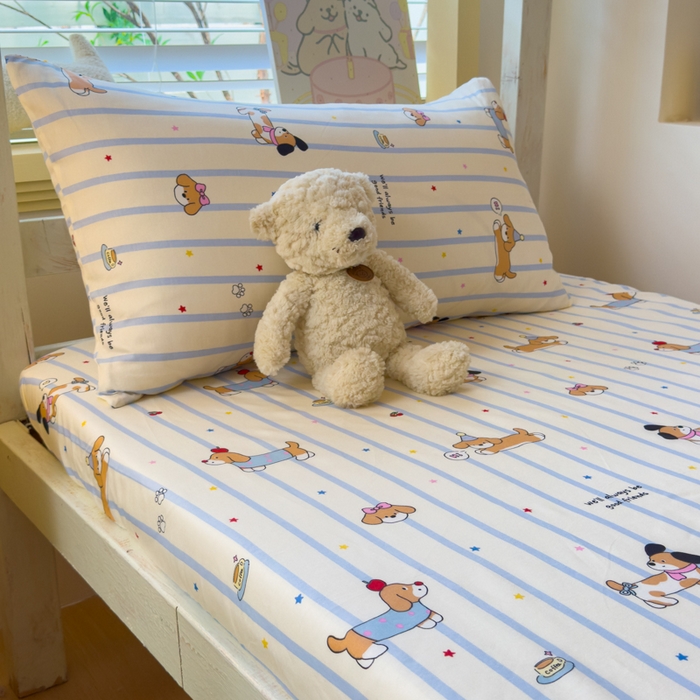 91家纺网 家纺一手货源 找家纺 金丝鸟家纺 2025新款全棉纯棉斜纹床笠单品床笠单件单床笠-学生床 糖纸童年