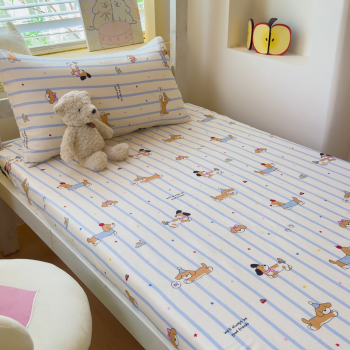 91家纺网 家纺一手货源 找家纺 金丝鸟家纺 2025新款全棉纯棉斜纹床笠单品床笠单件单床笠-学生床 糖纸童年