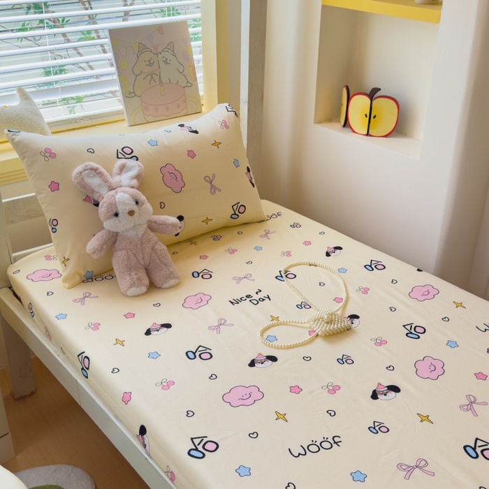 91家纺网 家纺一手货源 找家纺 金丝鸟家纺 2025新款全棉纯棉斜纹床笠单品床笠单件单床笠-学生床 甜汪云趣