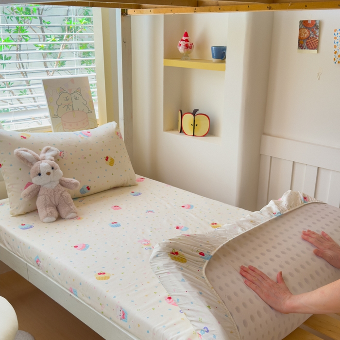 金丝鸟家纺 2025新款全棉纯棉斜纹床笠单品床笠单件单床笠-学生床 茶杯蛋糕