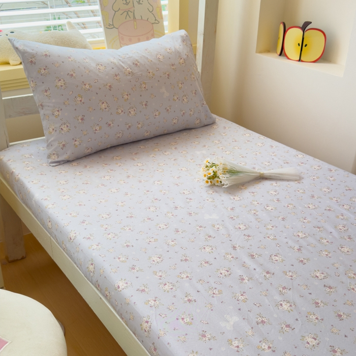 91家纺网 家纺一手货源 找家纺 金丝鸟家纺 2025新款全棉纯棉斜纹床笠单品床笠单件单床笠-学生床 浅夏雏菊-灰