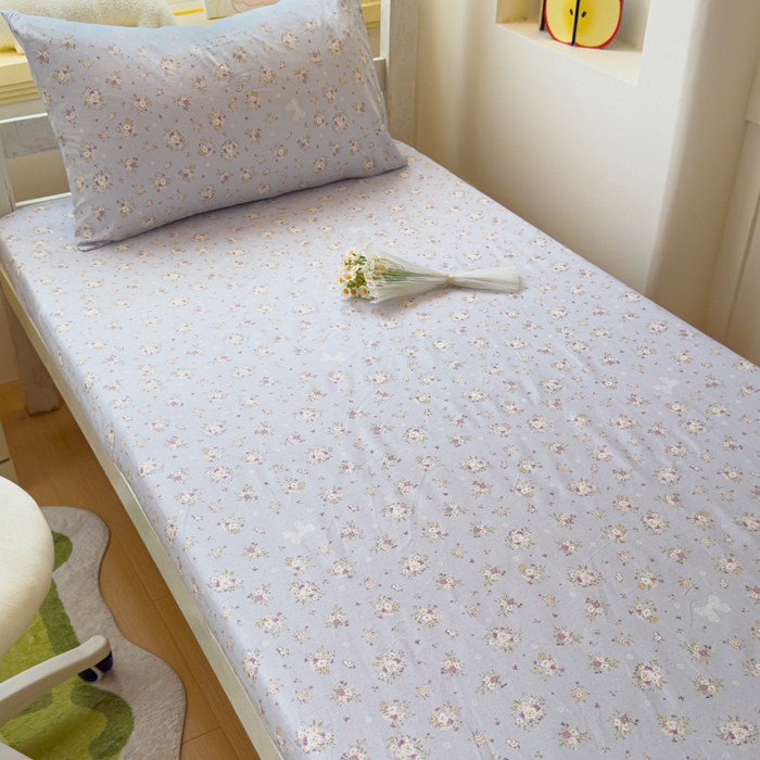 91家纺网 家纺一手货源 找家纺 金丝鸟家纺 2025新款全棉纯棉斜纹床笠单品床笠单件单床笠-学生床 浅夏雏菊-灰