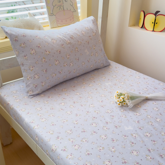 91家纺网 家纺一手货源 找家纺 金丝鸟家纺 2025新款全棉纯棉斜纹床笠单品床笠单件单床笠-学生床 浅夏雏菊-灰