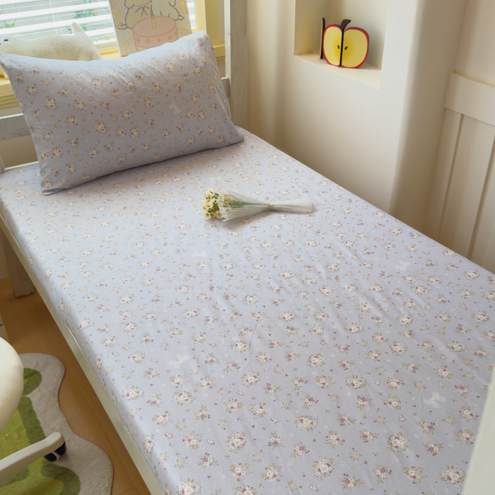 91家纺网 家纺一手货源 找家纺 金丝鸟家纺 2025新款全棉纯棉斜纹床笠单品床笠单件单床笠-学生床 浅夏雏菊-灰