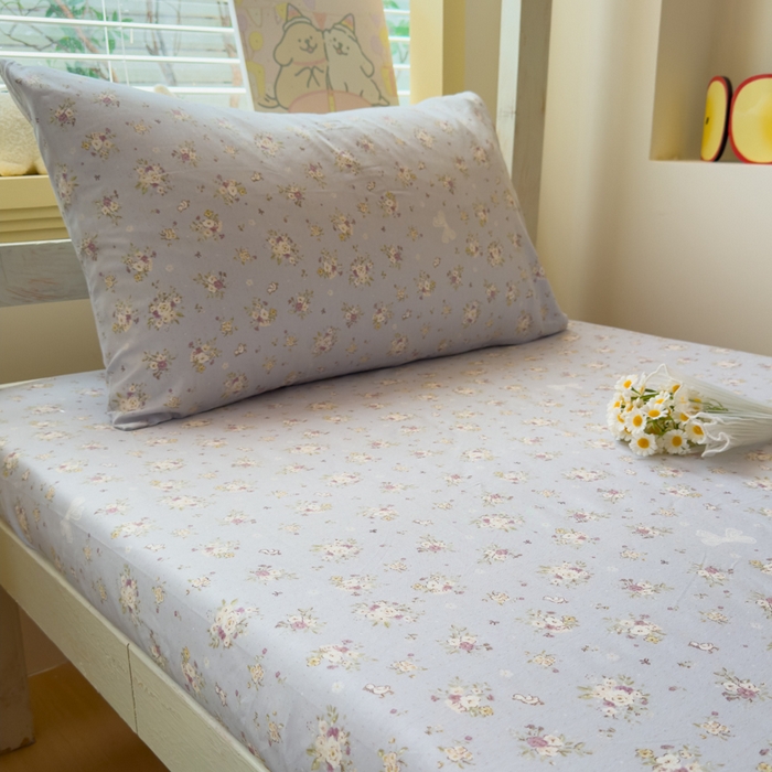 91家纺网 家纺一手货源 找家纺 金丝鸟家纺 2025新款全棉纯棉斜纹床笠单品床笠单件单床笠-学生床 浅夏雏菊-灰