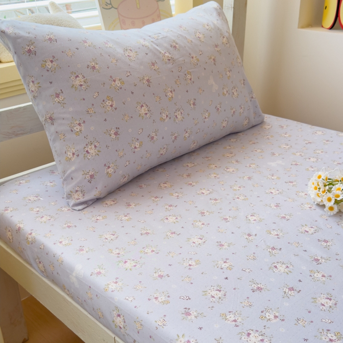 91家纺网 家纺一手货源 找家纺 金丝鸟家纺 2025新款全棉纯棉斜纹床笠单品床笠单件单床笠-学生床 浅夏雏菊-灰