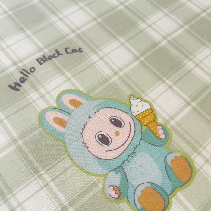 91家纺网 家纺一手货源 找家纺 金丝鸟家纺 2025新款全棉纯棉斜纹床笠单品床笠单件单床笠-学生床 薄荷兔兔-绿