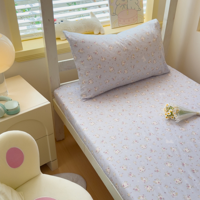 91家纺网 家纺一手货源 找家纺 金丝鸟家纺 2025新款全棉纯棉斜纹床笠单品床笠单件单床笠-学生床 浅夏雏菊-灰