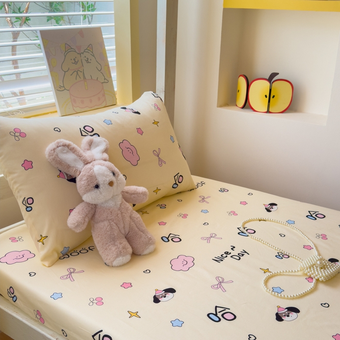 91家纺网 家纺一手货源 找家纺 金丝鸟家纺 2025新款全棉纯棉斜纹床笠单品床笠单件单床笠-学生床 甜汪云趣