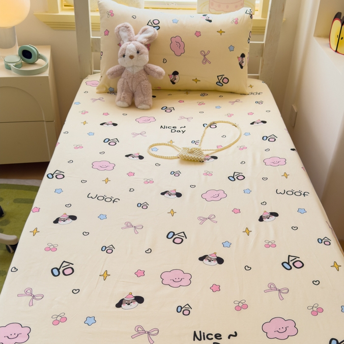 91家纺网 家纺一手货源 找家纺 金丝鸟家纺 2025新款全棉纯棉斜纹床笠单品床笠单件单床笠-学生床 甜汪云趣