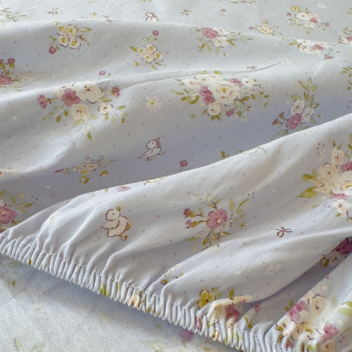 91家纺网 家纺一手货源 找家纺 金丝鸟家纺 2025新款全棉纯棉斜纹床笠单品床笠单件单床笠-学生床 浅夏雏菊-灰