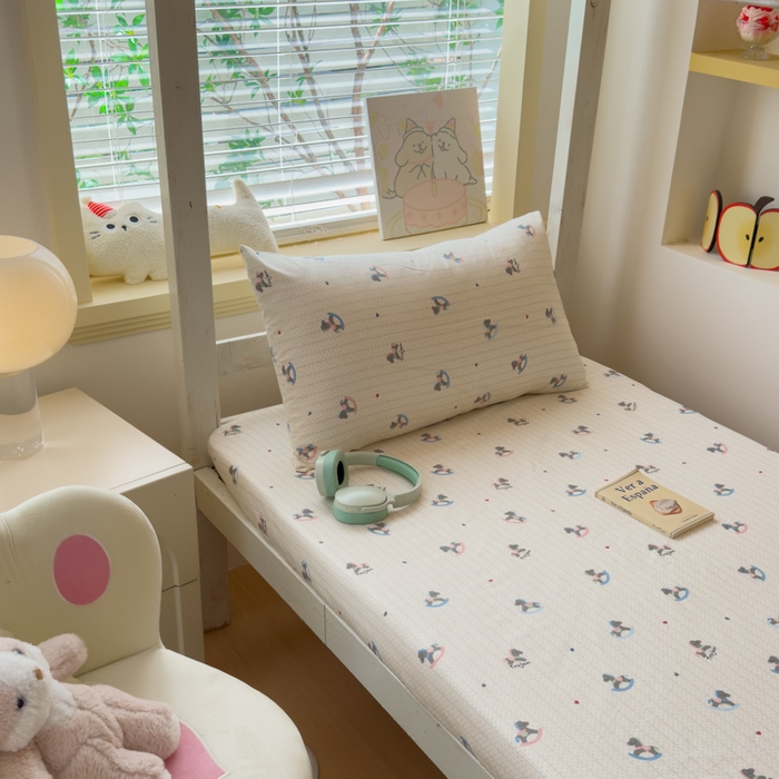 91家纺网 家纺一手货源 找家纺 金丝鸟家纺 2025新款全棉纯棉斜纹床笠单品床笠单件单床笠-学生床 快乐小马