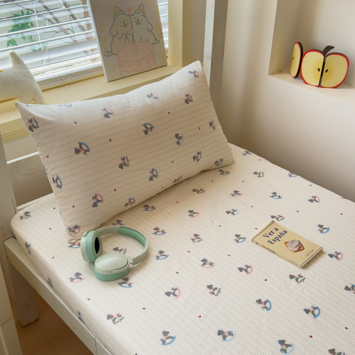 91家纺网 家纺一手货源 找家纺 金丝鸟家纺 2025新款全棉纯棉斜纹床笠单品床笠单件单床笠-学生床 快乐小马