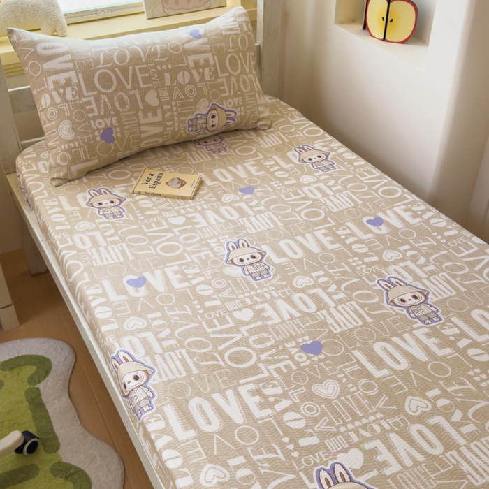 91家纺网 家纺一手货源 找家纺 金丝鸟家纺 2025新款全棉纯棉斜纹床笠单品床笠单件单床笠-学生床 拉布兔兔