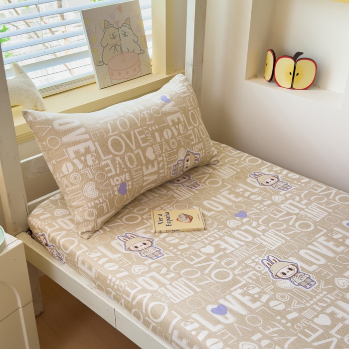 91家纺网 家纺一手货源 找家纺 金丝鸟家纺 2025新款全棉纯棉斜纹床笠单品床笠单件单床笠-学生床 拉布兔兔