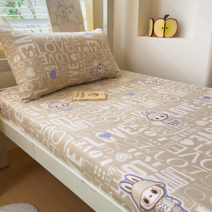 91家纺网 家纺一手货源 找家纺 金丝鸟家纺 2025新款全棉纯棉斜纹床笠单品床笠单件单床笠-学生床 拉布兔兔