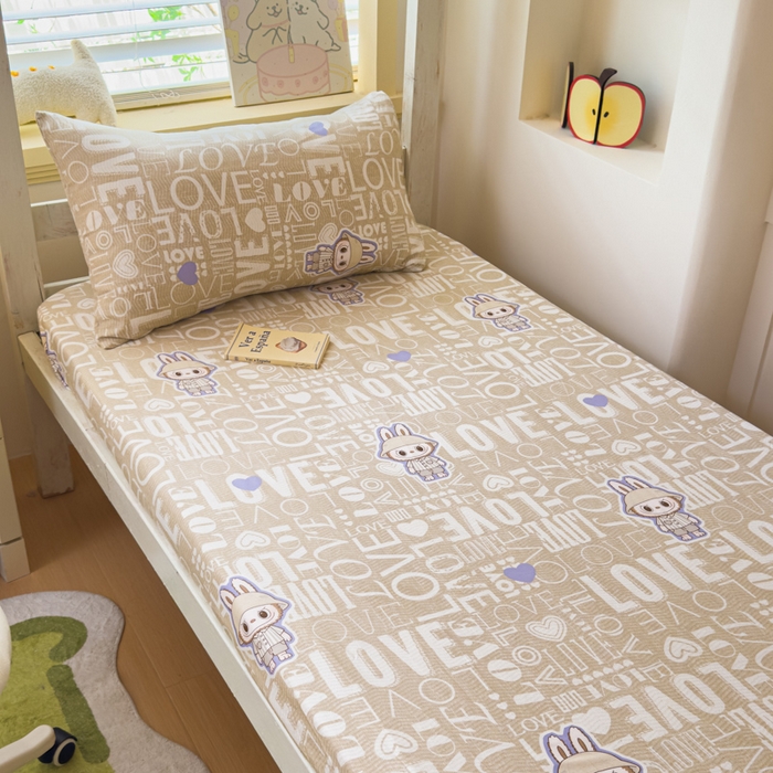 91家纺网 家纺一手货源 找家纺 金丝鸟家纺 2025新款全棉纯棉斜纹床笠单品床笠单件单床笠-学生床 拉布兔兔