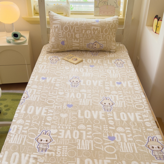 91家纺网 家纺一手货源 找家纺 金丝鸟家纺 2025新款全棉纯棉斜纹床笠单品床笠单件单床笠-学生床 拉布兔兔