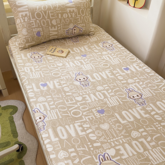 91家纺网 家纺一手货源 找家纺 金丝鸟家纺 2025新款全棉纯棉斜纹床笠单品床笠单件单床笠-学生床 拉布兔兔