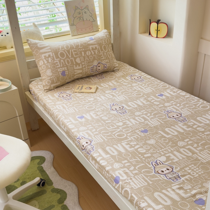 91家纺网 家纺一手货源 找家纺 金丝鸟家纺 2025新款全棉纯棉斜纹床笠单品床笠单件单床笠-学生床 拉布兔兔