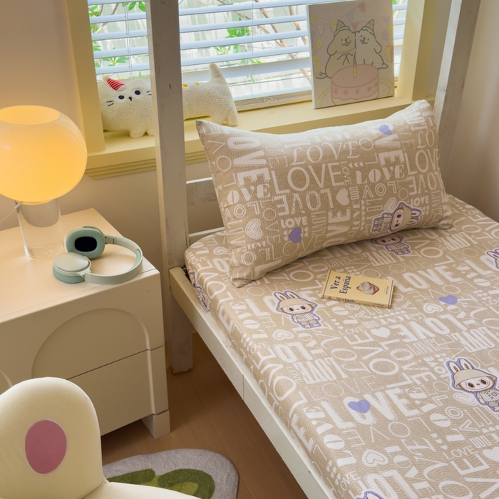 91家纺网 家纺一手货源 找家纺 金丝鸟家纺 2025新款全棉纯棉斜纹床笠单品床笠单件单床笠-学生床 拉布兔兔