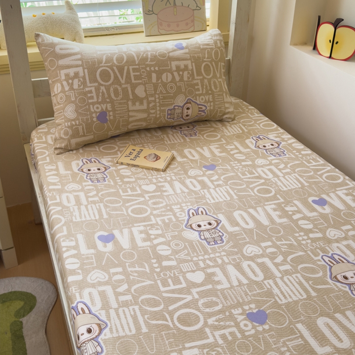 91家纺网 家纺一手货源 找家纺 金丝鸟家纺 2025新款全棉纯棉斜纹床笠单品床笠单件单床笠-学生床 拉布兔兔