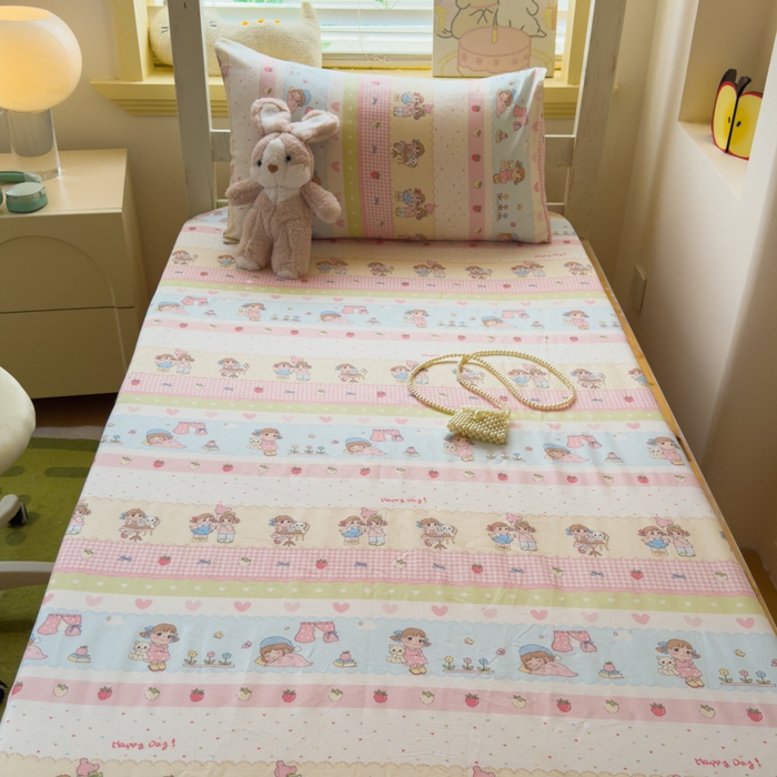 91家纺网 家纺一手货源 找家纺 金丝鸟家纺 2025新款全棉纯棉斜纹床笠单品床笠单件单床笠-学生床 集美卧室