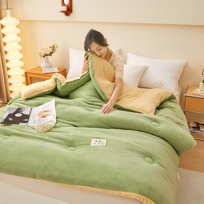 91家纺网 家纺一手货源 找家纺 （总）牛魔王家居 2024新款双面牛奶绒加厚冬被被子被芯填充(白丝棉）