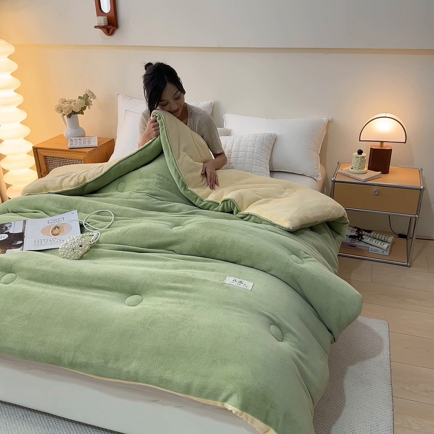 91家纺网 家纺一手货源 找家纺 （总）牛魔王家居 2024新款双面牛奶绒加厚冬被被子被芯填充(白丝棉）