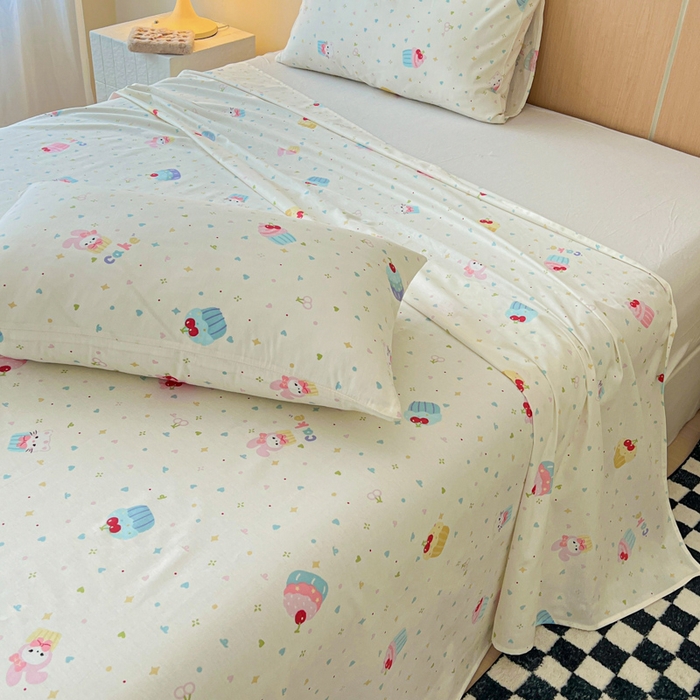 91家纺网 家纺一手货源 找家纺 金丝鸟家纺 2025新款全棉纯棉斜纹床单单品床单单件单床单-大床图 茶杯蛋糕