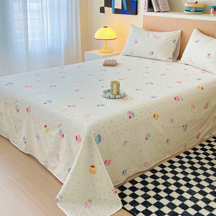 91家纺网 家纺一手货源 找家纺 金丝鸟家纺 2025新款全棉纯棉斜纹床单单品床单单件单床单-大床图 茶杯蛋糕