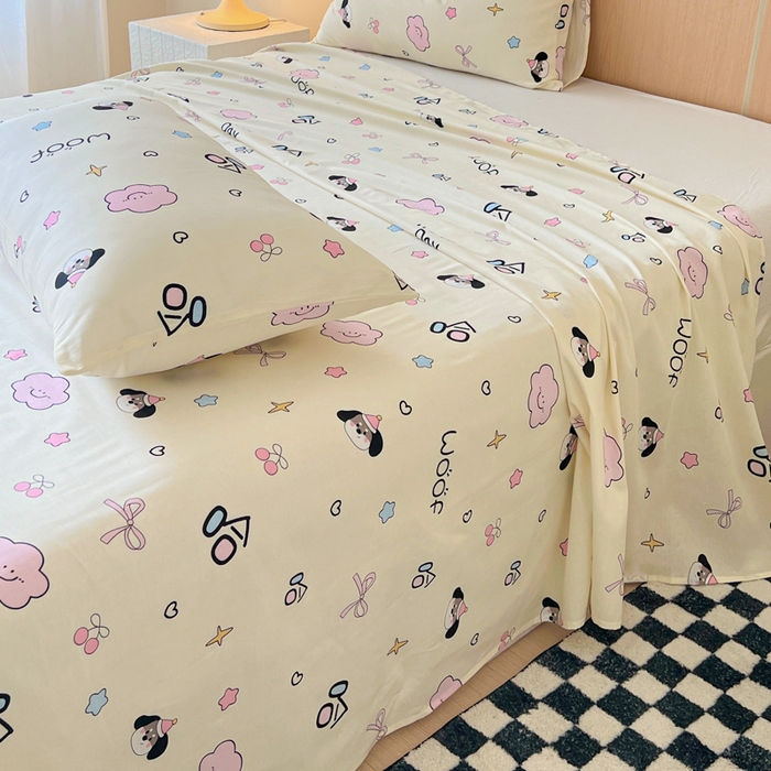 91家纺网 家纺一手货源 找家纺 金丝鸟家纺 2025新款全棉纯棉斜纹床单单品床单单件单床单-大床图 甜汪云趣