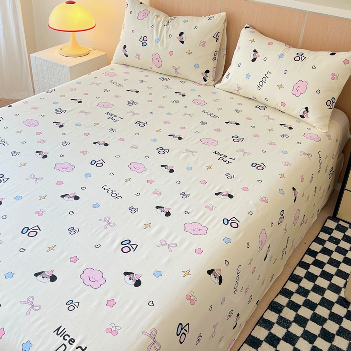 91家纺网 家纺一手货源 找家纺 金丝鸟家纺 2025新款全棉纯棉斜纹床单单品床单单件单床单-大床图 甜汪云趣