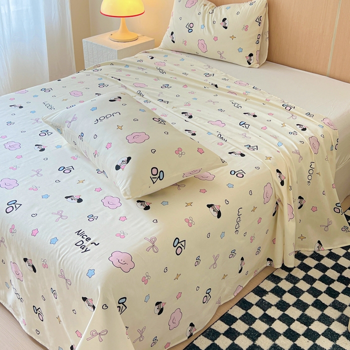 91家纺网 家纺一手货源 找家纺 金丝鸟家纺 2025新款全棉纯棉斜纹床单单品床单单件单床单-大床图 甜汪云趣