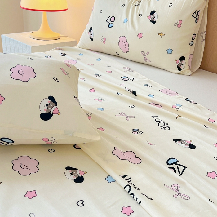 91家纺网 家纺一手货源 找家纺 金丝鸟家纺 2025新款全棉纯棉斜纹床单单品床单单件单床单-大床图 甜汪云趣