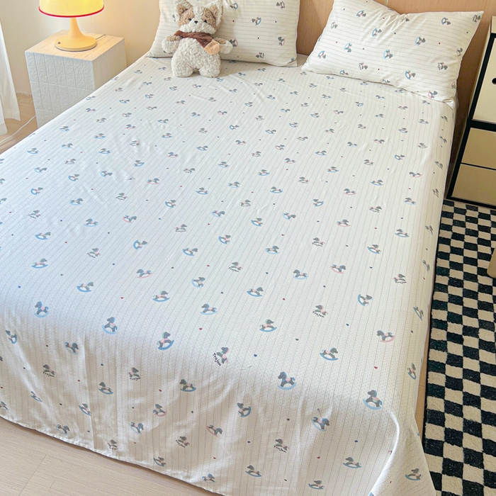 91家纺网 家纺一手货源 找家纺 金丝鸟家纺 2025新款全棉纯棉斜纹床单单品床单单件单床单-大床图 快乐小马