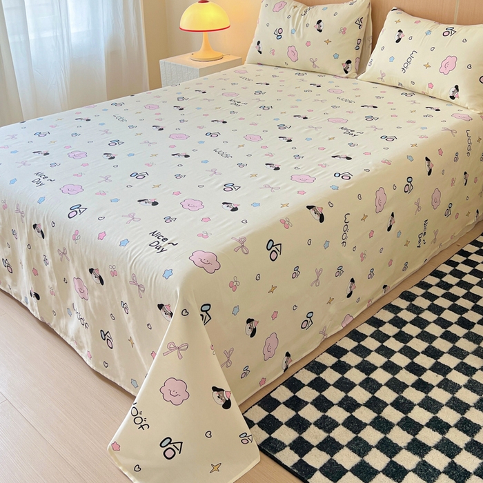 91家纺网 家纺一手货源 找家纺 金丝鸟家纺 2025新款全棉纯棉斜纹床单单品床单单件单床单-大床图 甜汪云趣