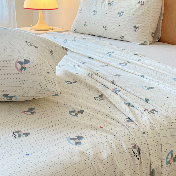 91家纺网 家纺一手货源 找家纺 金丝鸟家纺 2025新款全棉纯棉斜纹床单单品床单单件单床单-大床图 快乐小马