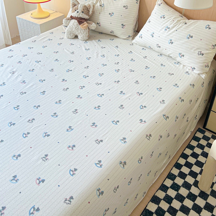 91家纺网 家纺一手货源 找家纺 金丝鸟家纺 2025新款全棉纯棉斜纹床单单品床单单件单床单-大床图 快乐小马