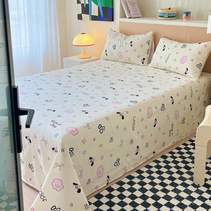 91家纺网 家纺一手货源 找家纺 金丝鸟家纺 2025新款全棉纯棉斜纹床单单品床单单件单床单-大床图 甜汪云趣