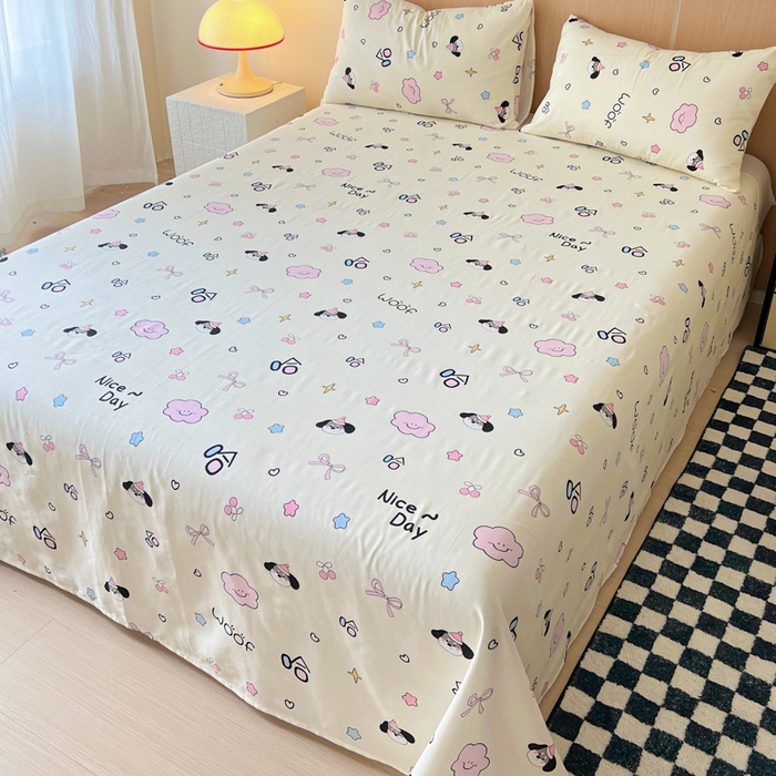 91家纺网 家纺一手货源 找家纺 金丝鸟家纺 2025新款全棉纯棉斜纹床单单品床单单件单床单-大床图 甜汪云趣