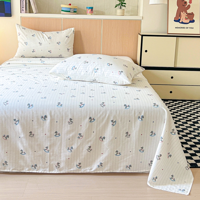 91家纺网 家纺一手货源 找家纺 金丝鸟家纺 2025新款全棉纯棉斜纹床单单品床单单件单床单-大床图 快乐小马