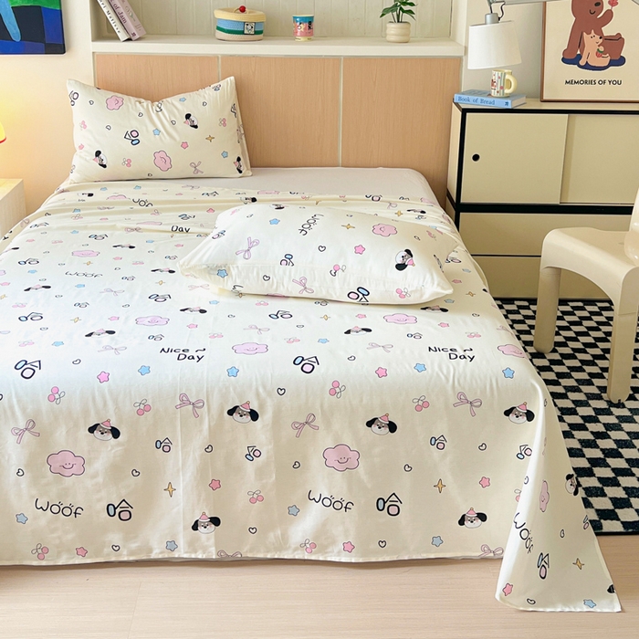 91家纺网 家纺一手货源 找家纺 金丝鸟家纺 2025新款全棉纯棉斜纹床单单品床单单件单床单-大床图 甜汪云趣